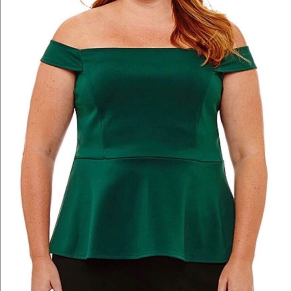 NWT Worthington off shoulder peplum top bold emerald green size 4X